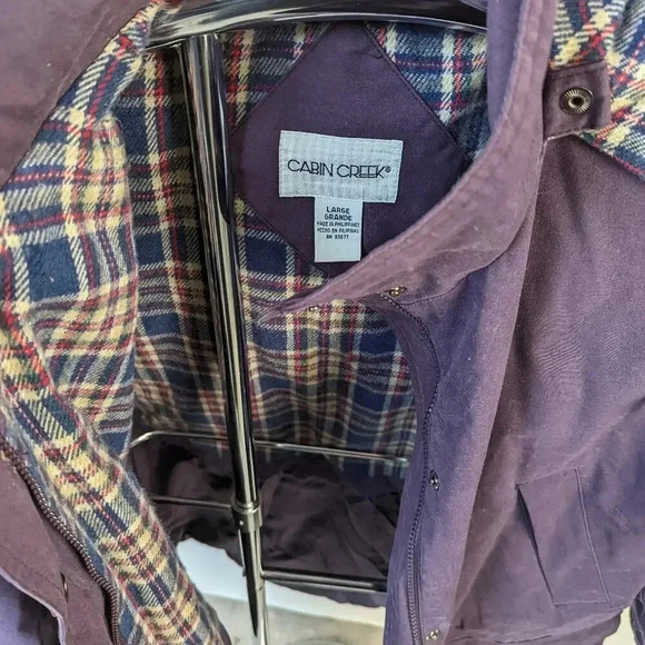 Cabin Creek Purple Plaid Hooded Jacket- Large - Picture 3 of 4